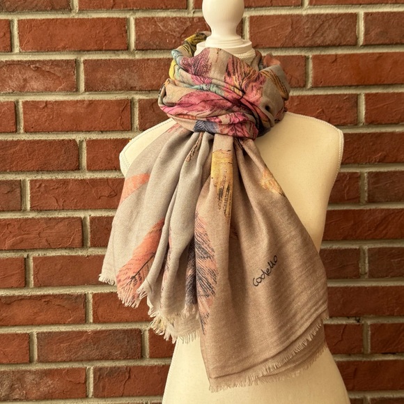 •Codello Germany Feathers Print Oversized Shawl Blanket Light Scarf 43”x72”NWOT - Picture 14 of 14